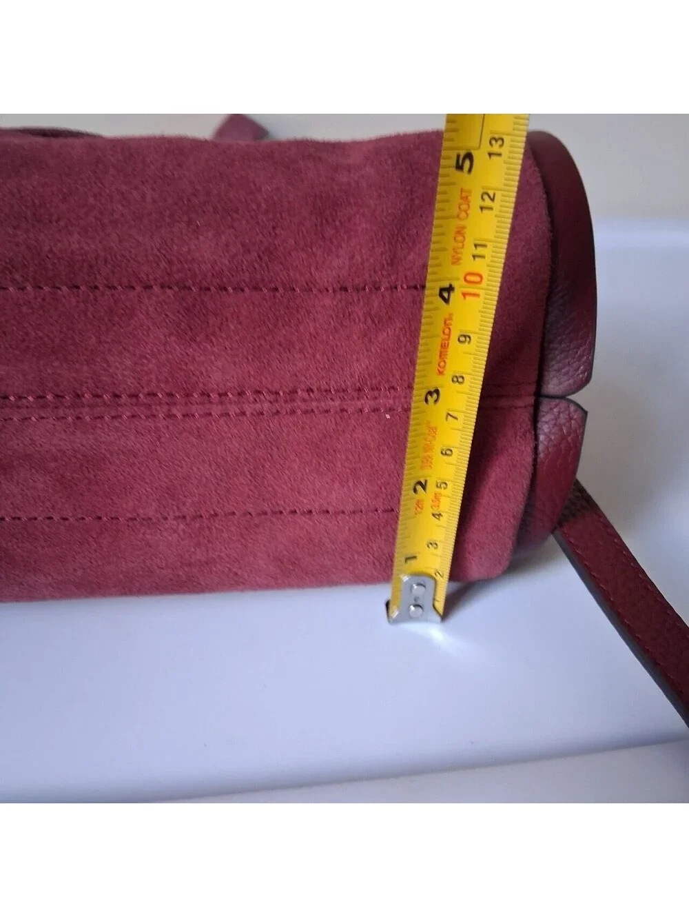 American Leather Co. Auburn Convertible Crossbody Satchel Dark Cherry Suede NWT